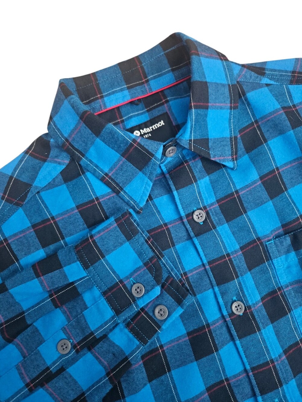 Marmot Bodega‎ Mens Lightweight Flannel Blue Black Plaid Sz Medium Fall